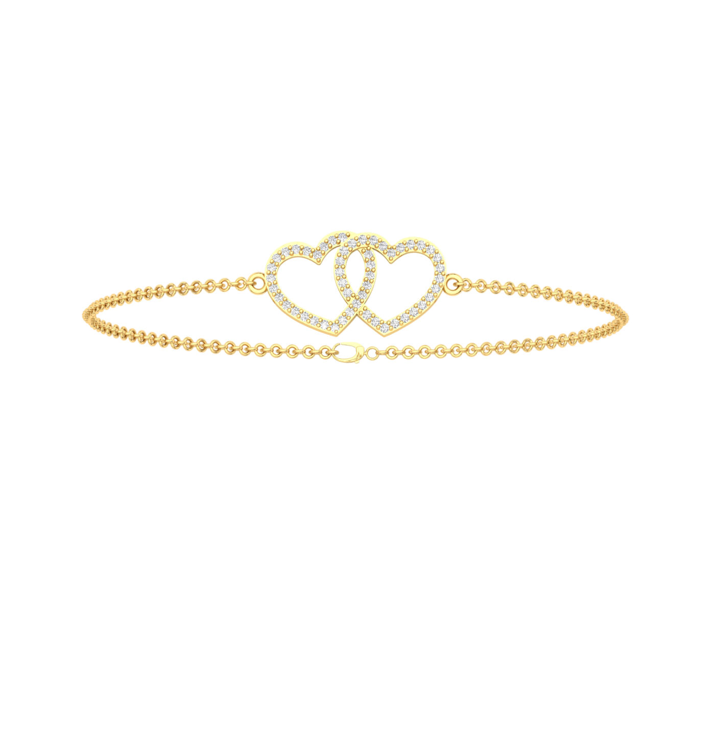 Pave Duo Heart Diamond Bracelet