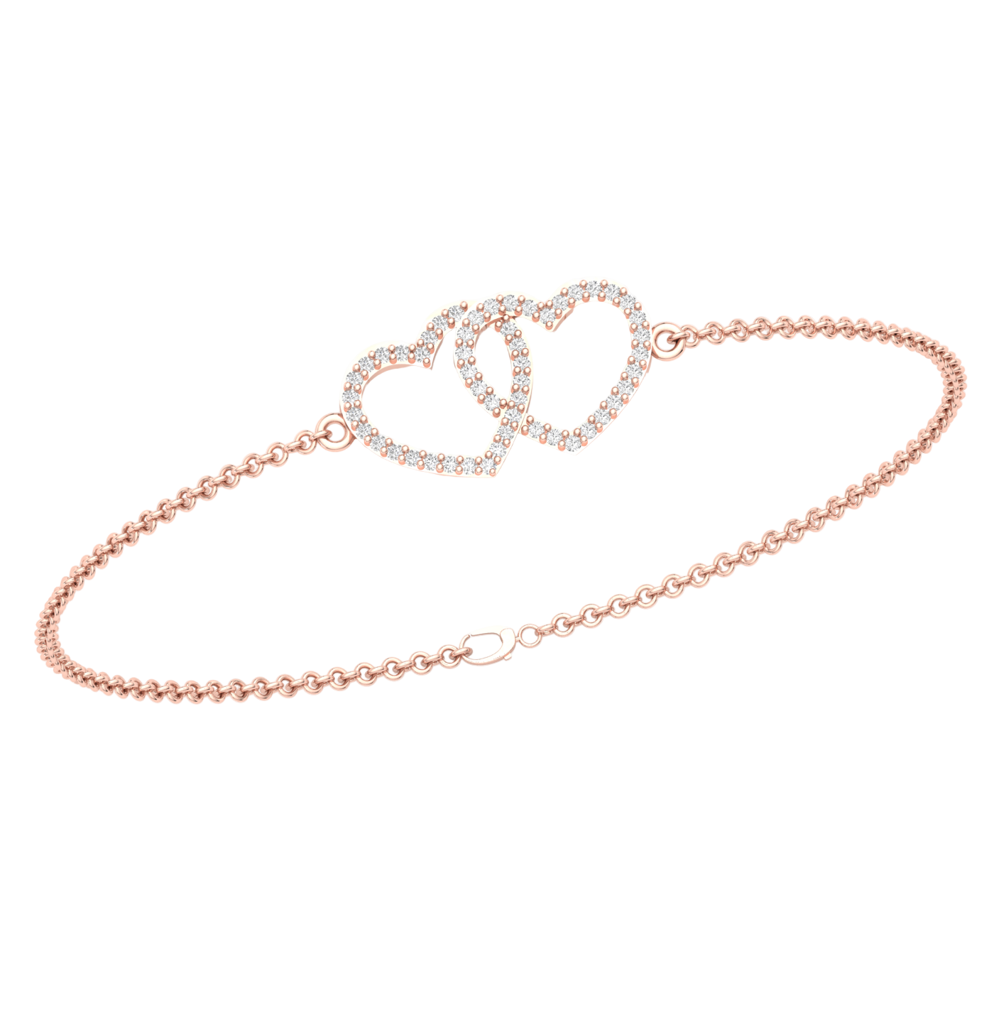 Pave Duo Heart Diamond Bracelet