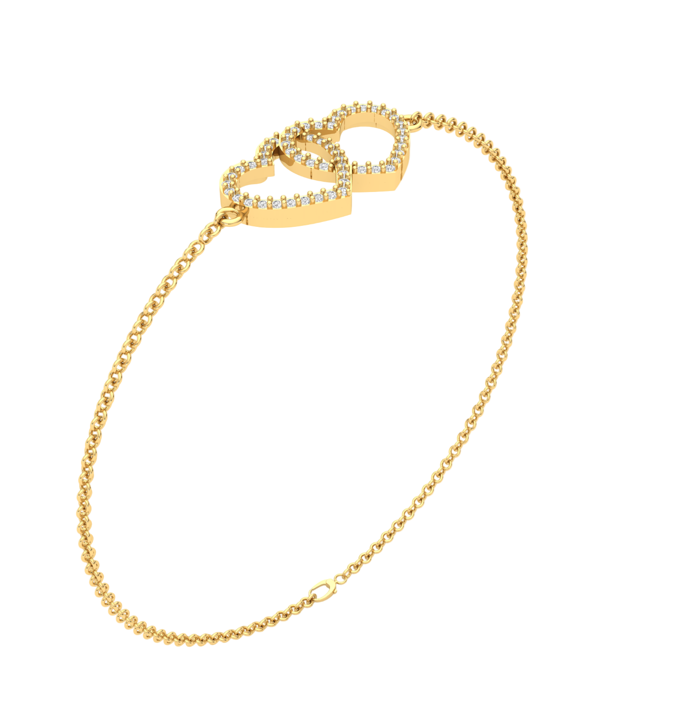 Pave Duo Heart Diamond Bracelet
