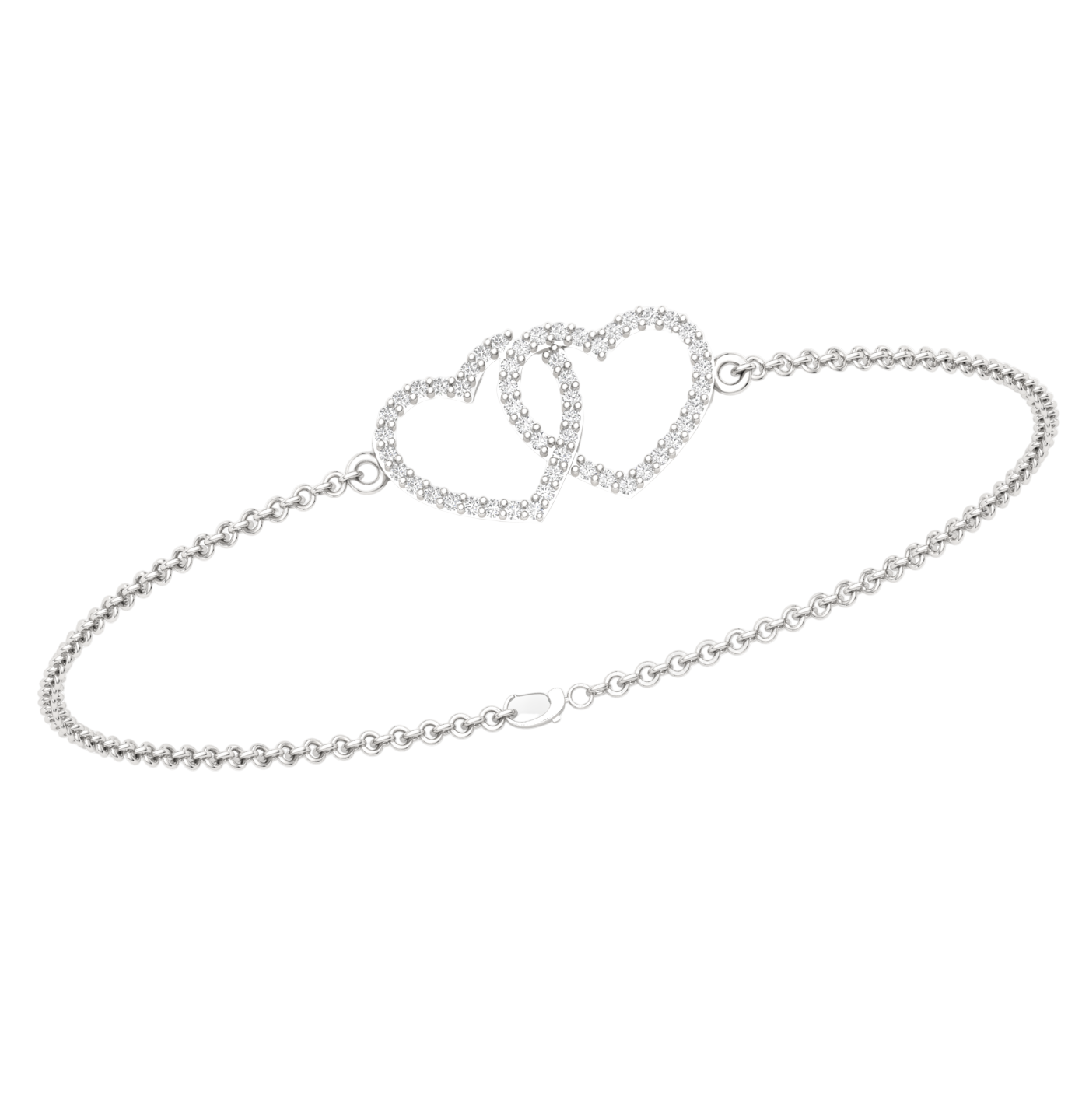 Pave Duo Heart Diamond Bracelet