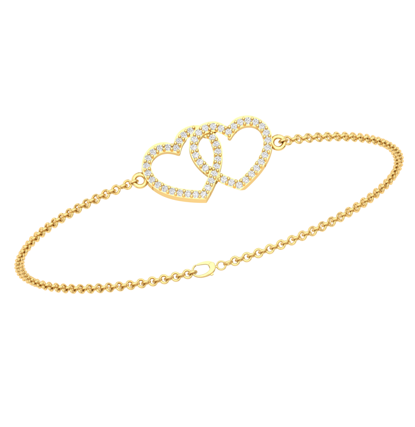 Pave Duo Heart Diamond Bracelet