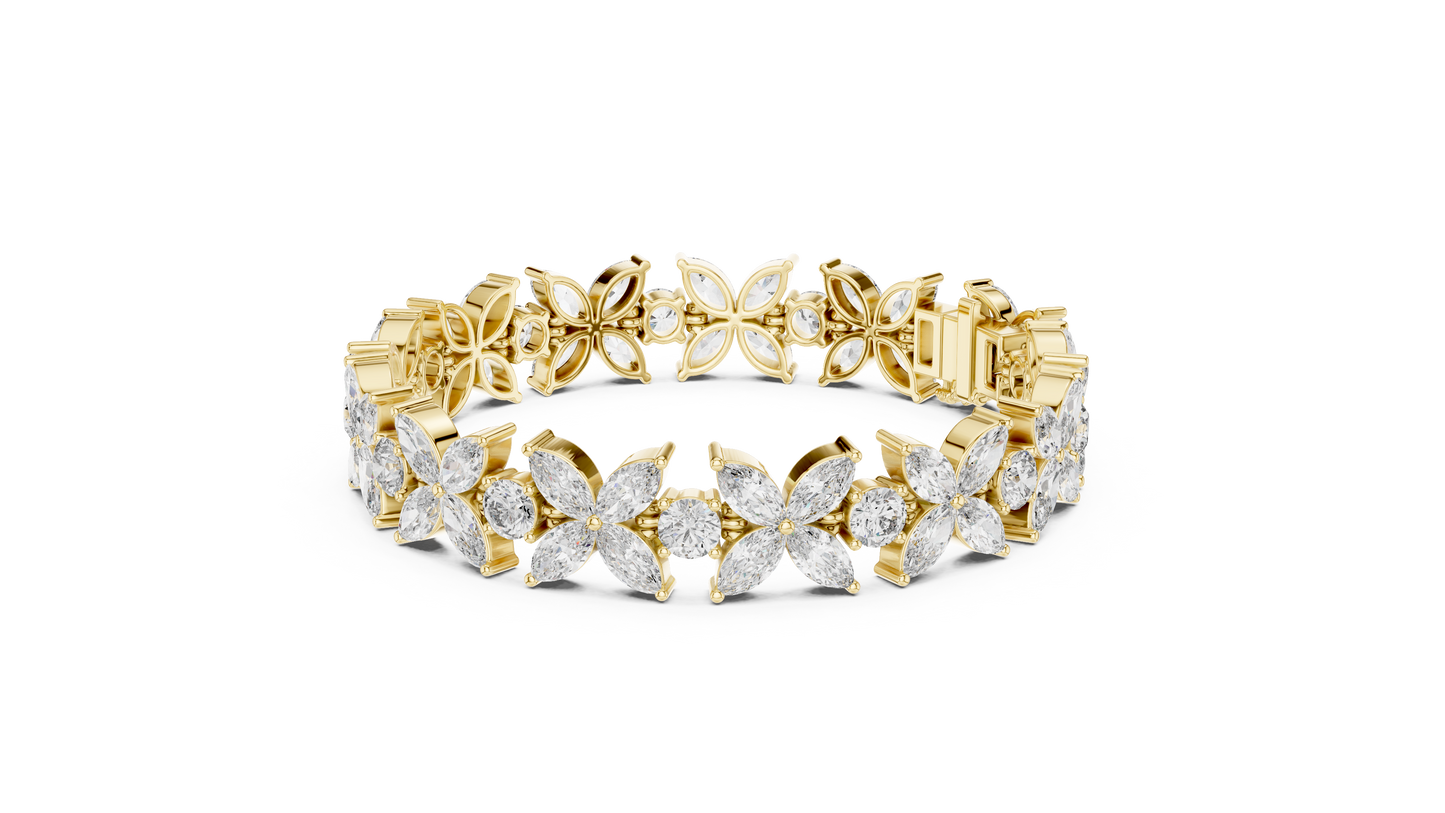 Sparkling Floral Diamond Tennis Bracelet