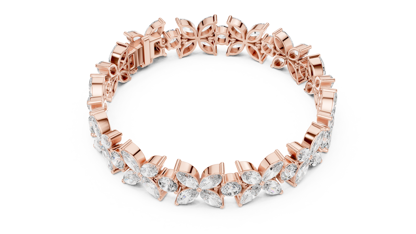 Sparkling Floral Diamond Tennis Bracelet