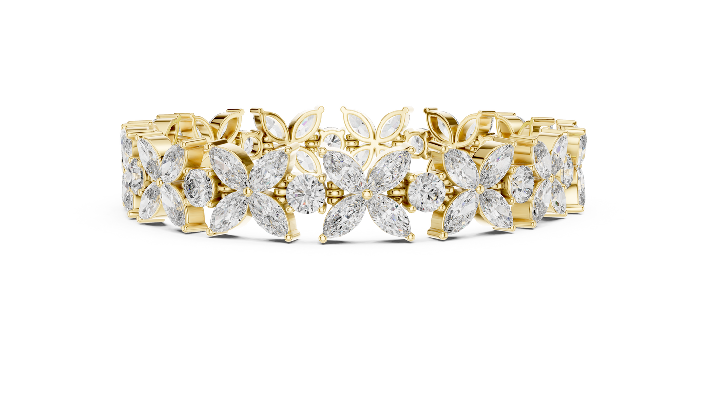 Sparkling Floral Diamond Tennis Bracelet