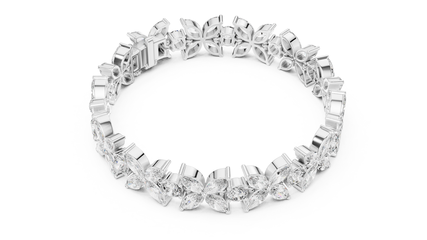 Sparkling Floral Diamond Tennis Bracelet