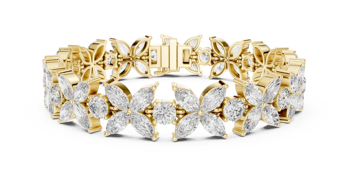 Sparkling Floral Diamond Tennis Bracelet