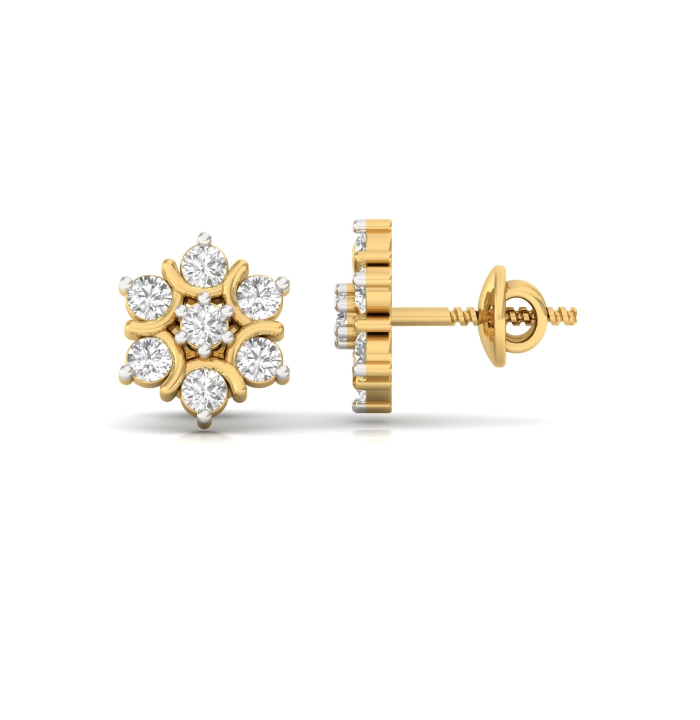 Golden Floral Diamond Earring