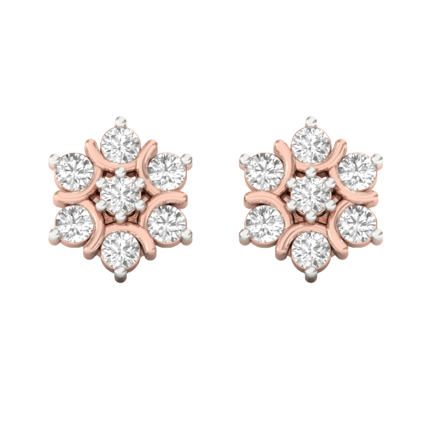 Golden Floral Diamond Earring