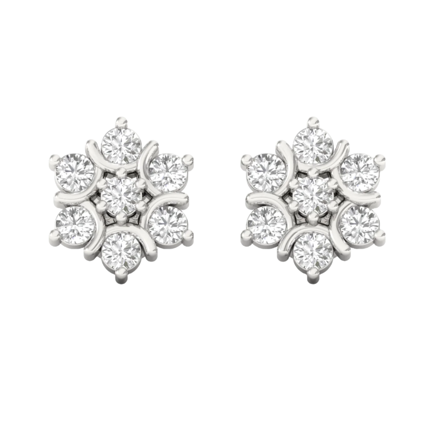 Golden Floral Diamond Earring