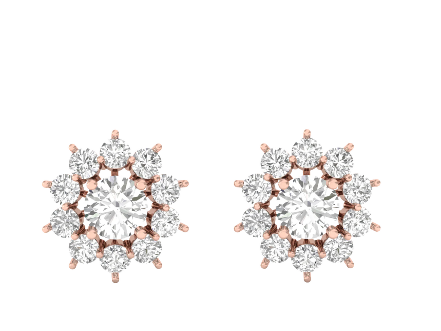 Radiant Bloom Diamond Stud Earrings