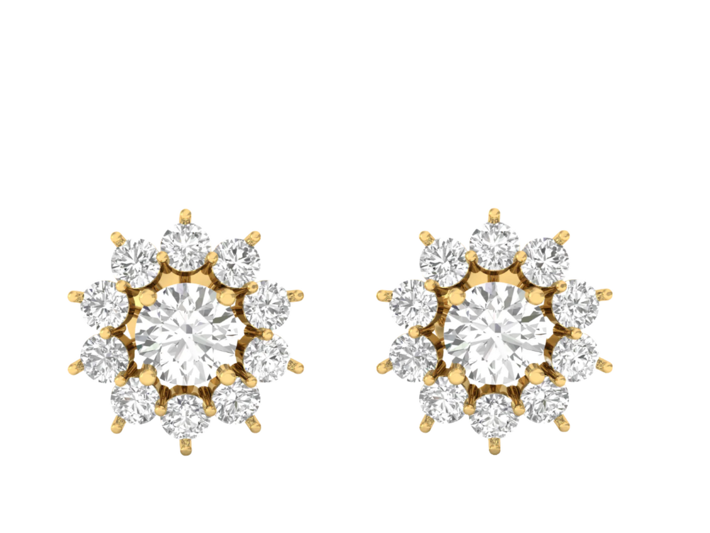 Radiant Bloom Diamond Stud Earrings