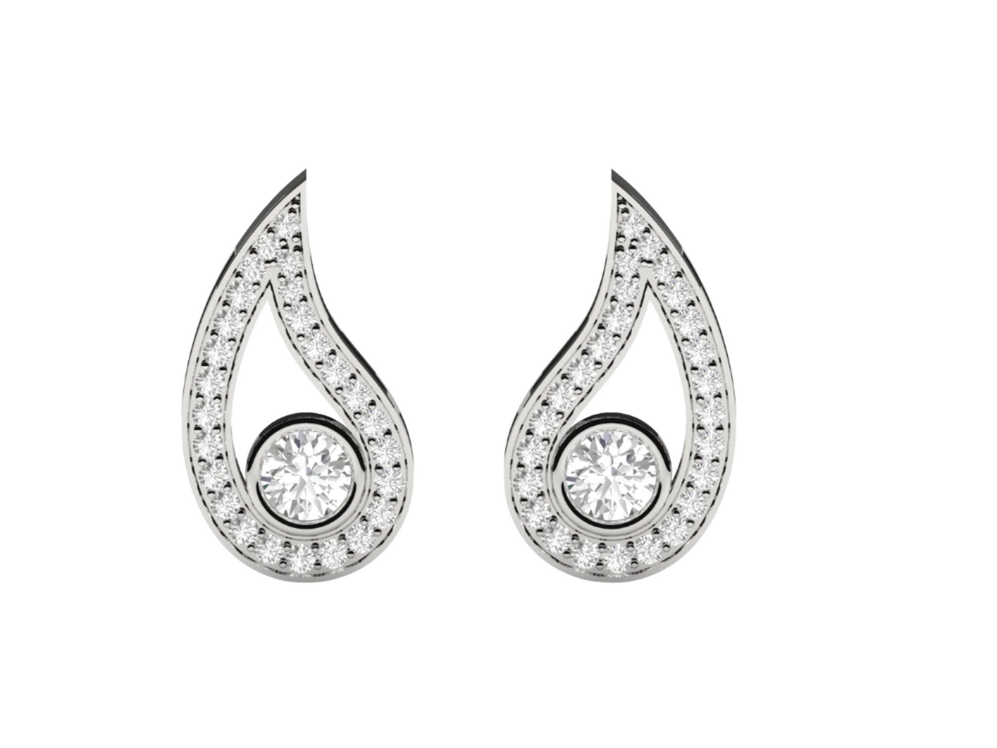 Radiant Teardrop Halo Diamond Earrings