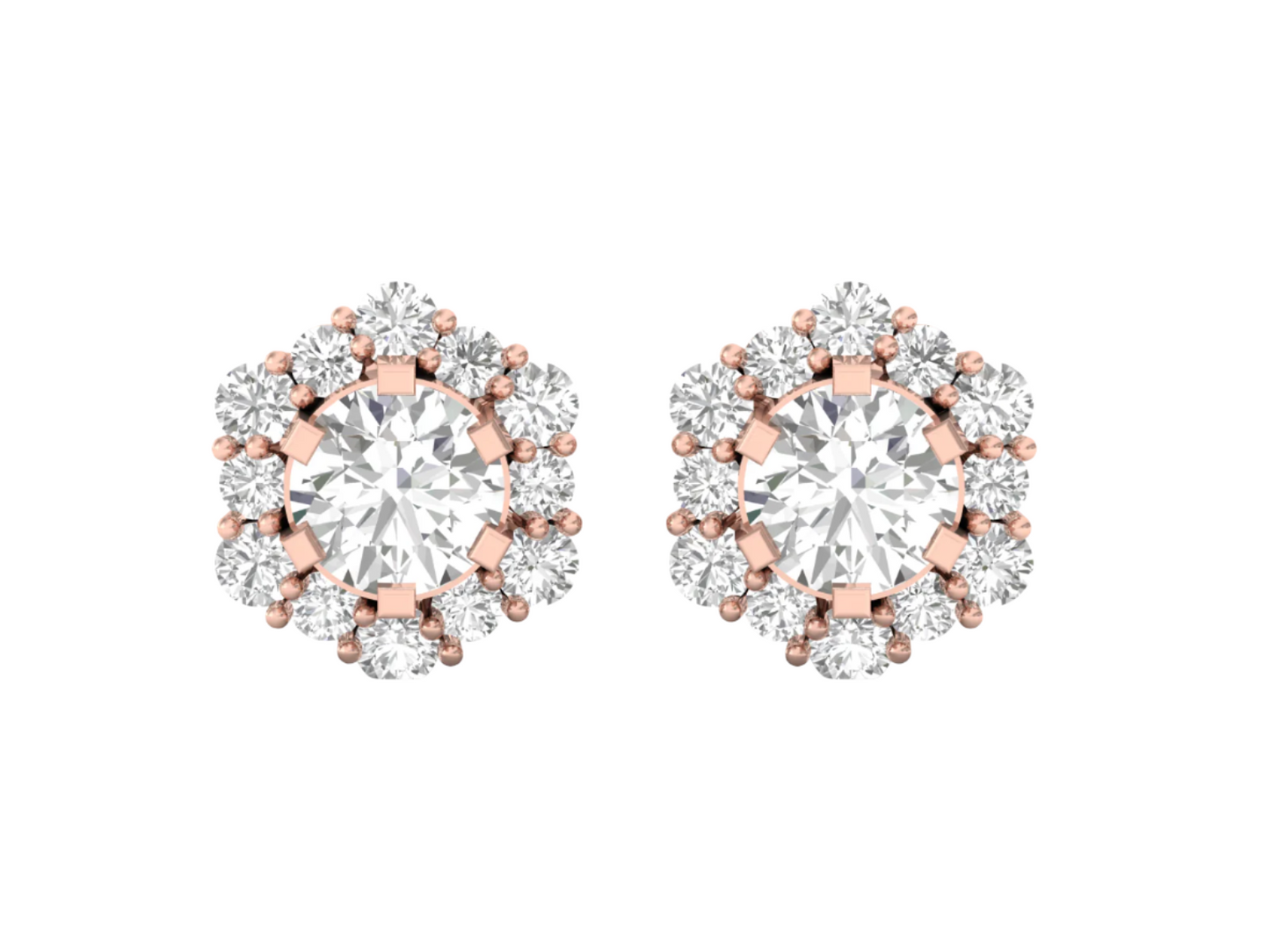 Diamond Halo Stud Earrings