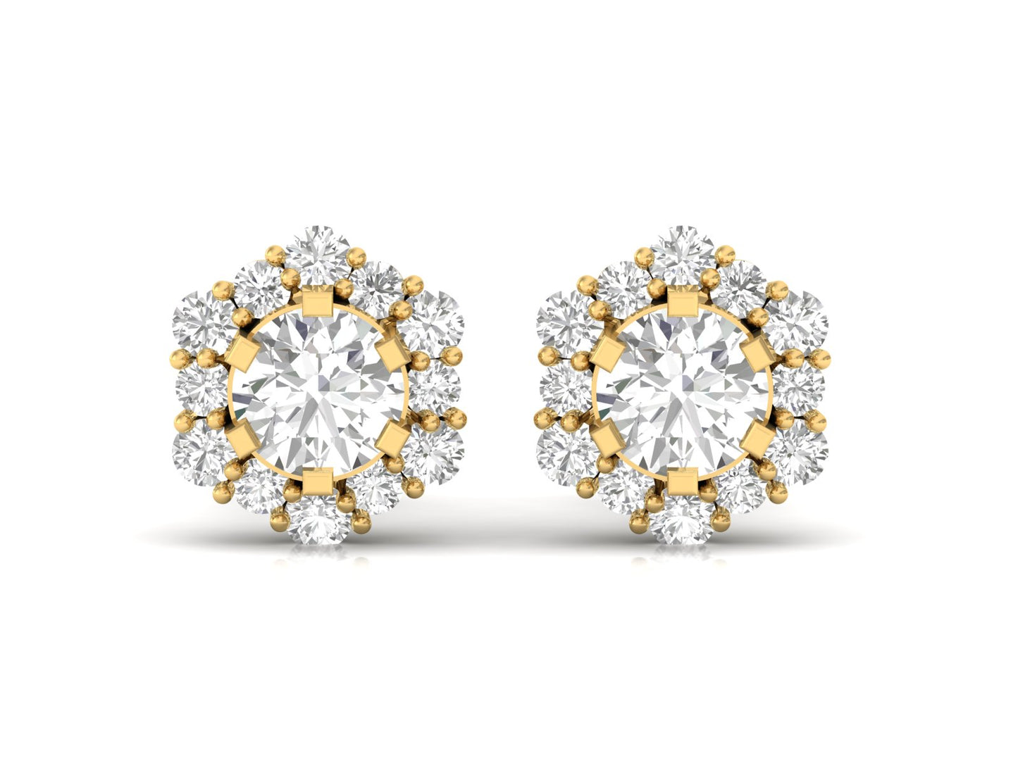 Diamond Halo Stud Earrings
