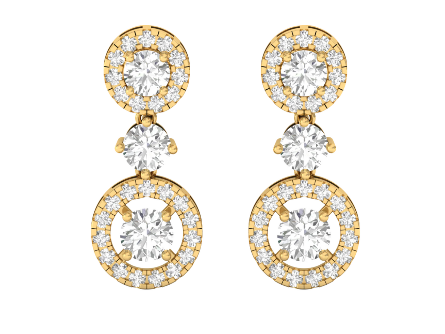 Elegant Gold and Diamond Drop Earrings