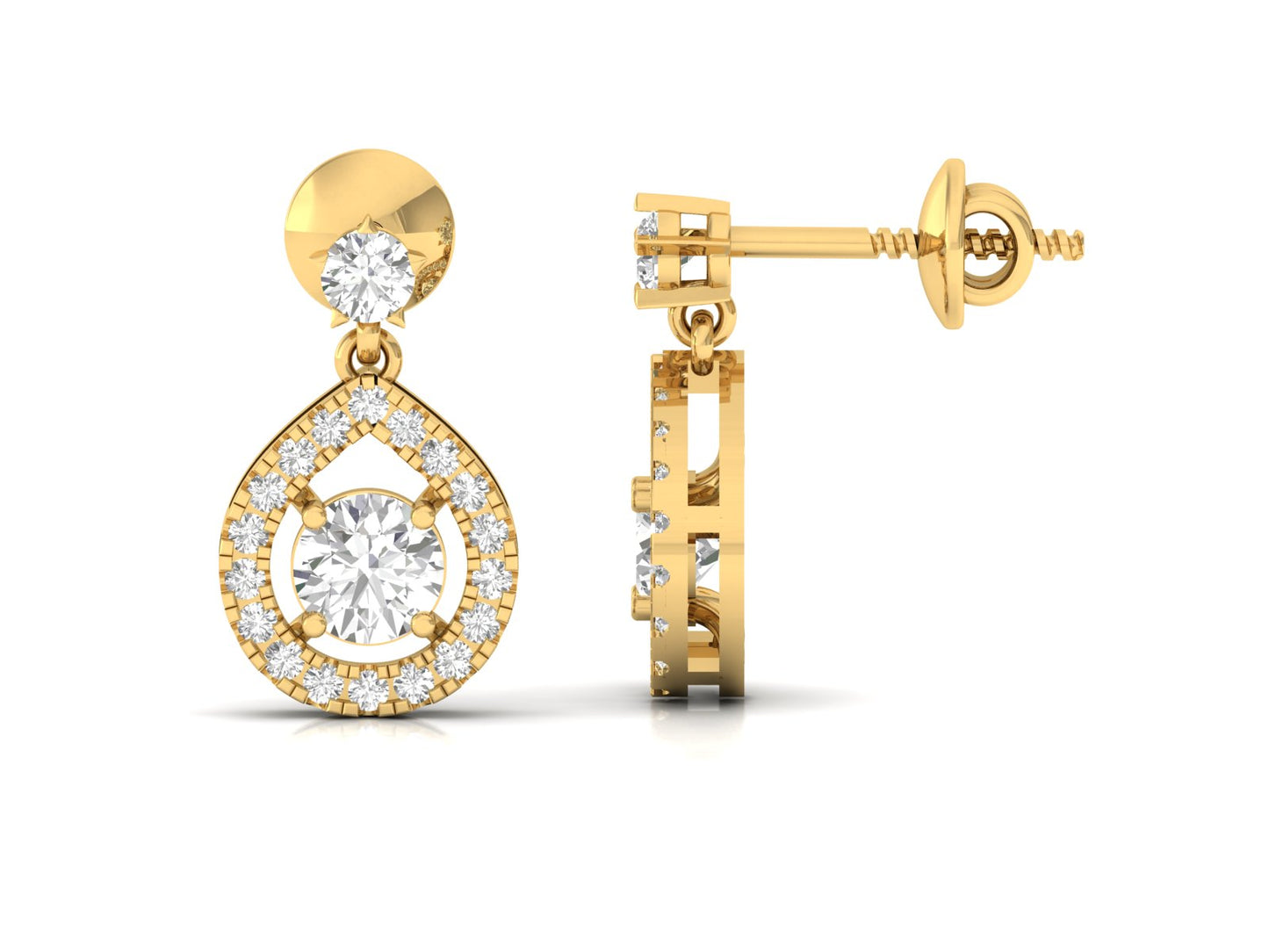 Teardrop Halo Diamond Earrings