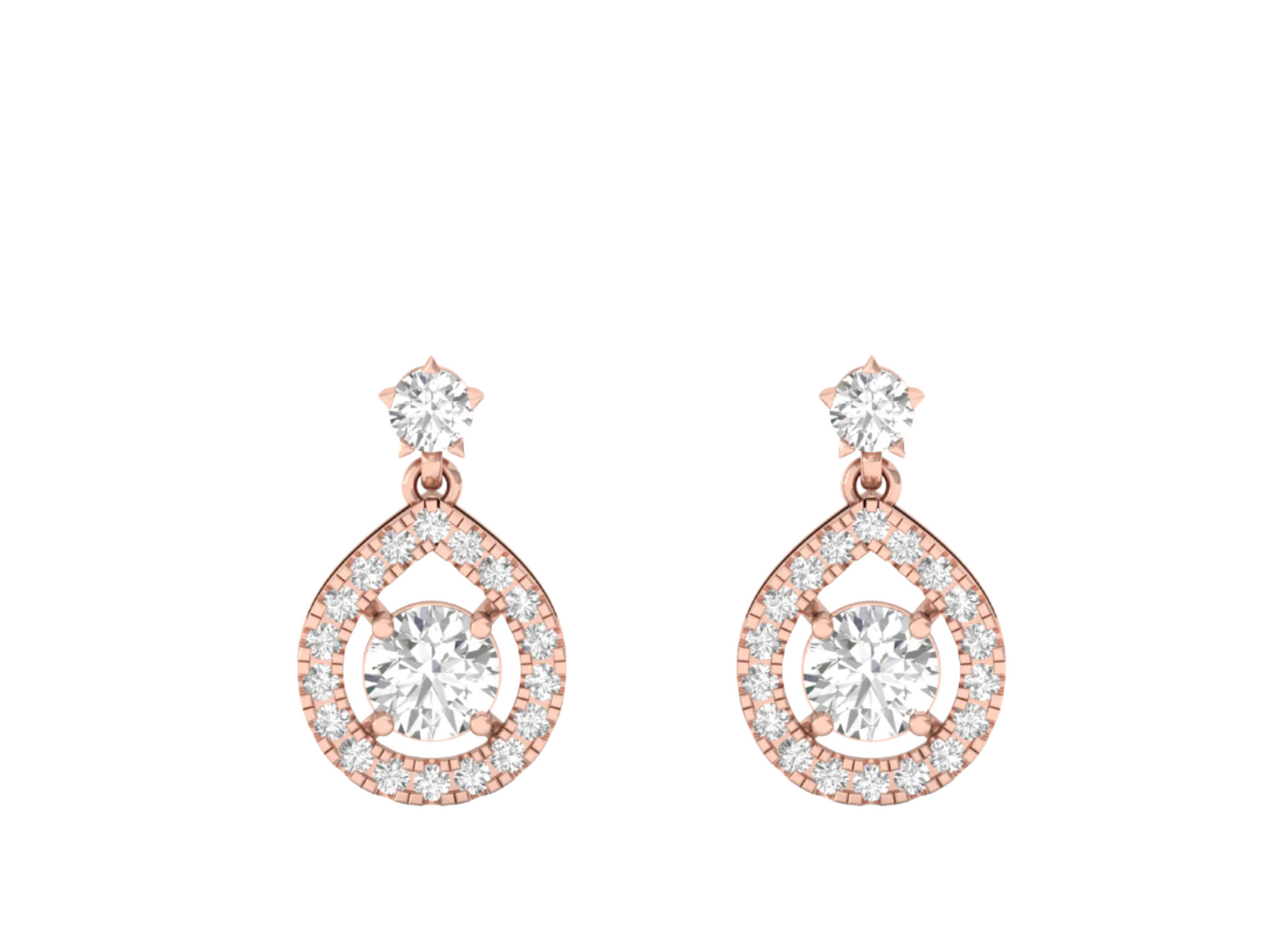 Teardrop Halo Diamond Earrings