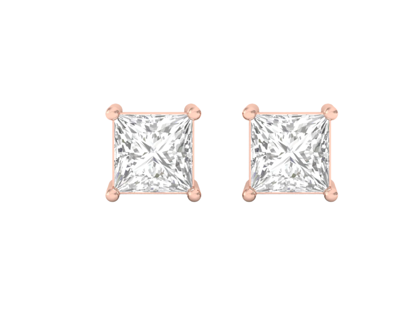 0.50 Carat Princess Solitaire Earrings