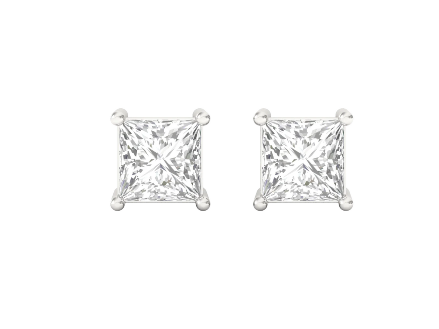 0.50 Carat Princess Solitaire Earrings