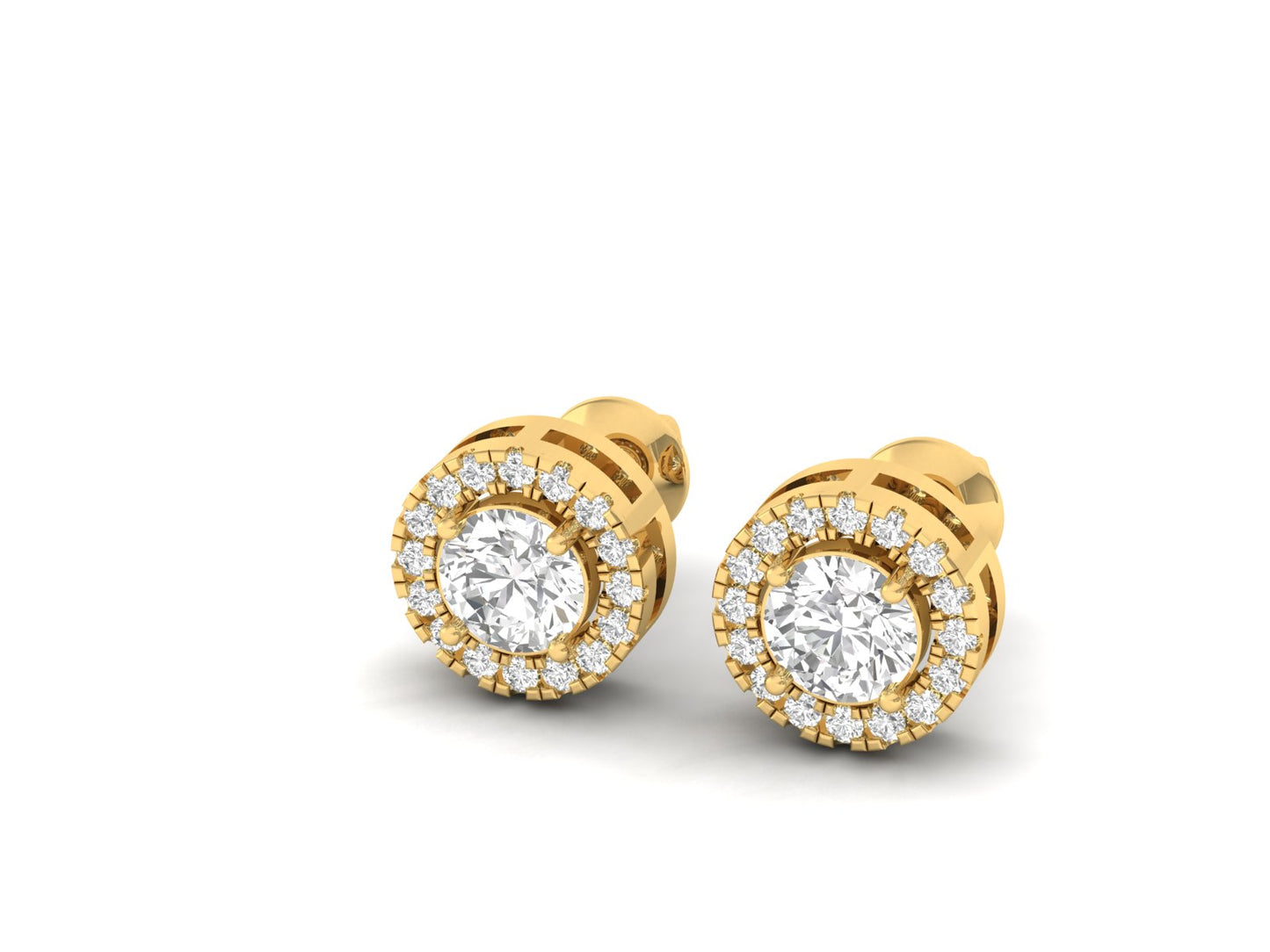 Classic Round Diamond Halo Earrings