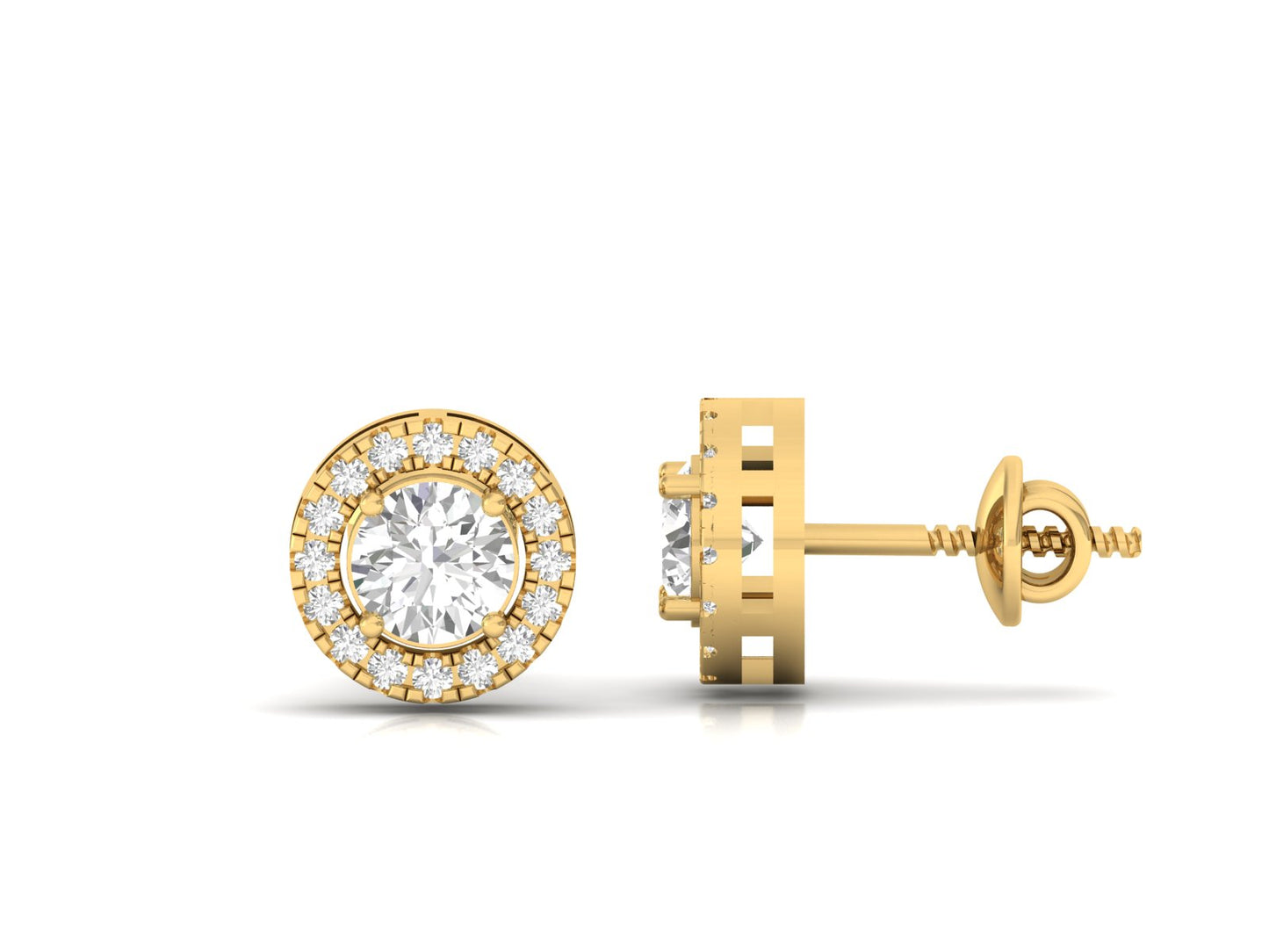 Classic Round Diamond Halo Earrings