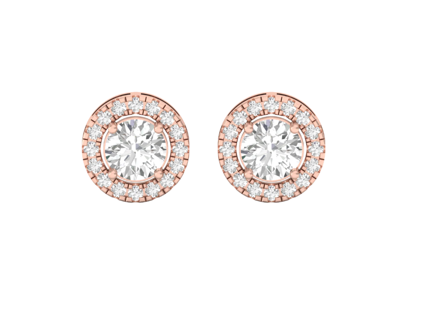 Classic Round Diamond Halo Earrings