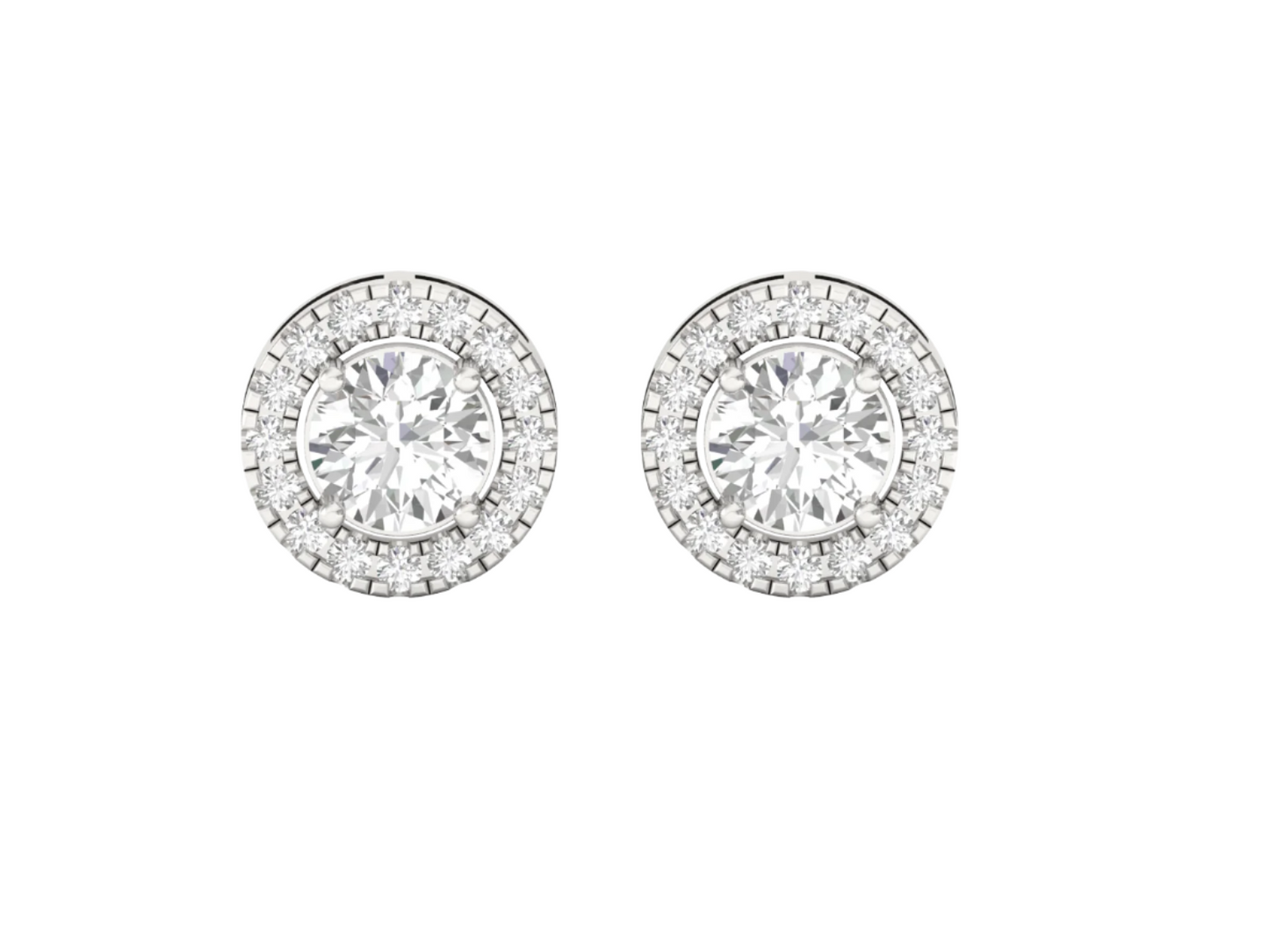 Classic Round Diamond Halo Earrings