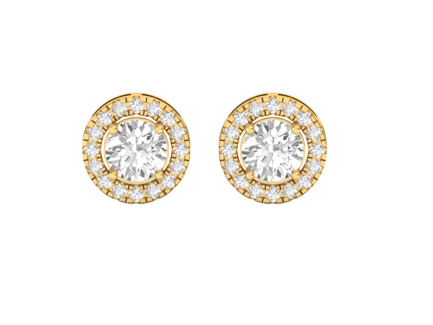 Classic Round Diamond Halo Earrings