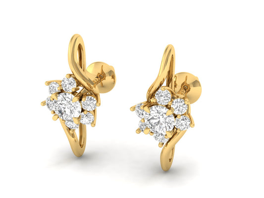 Stylized Floral Diamond Earrings
