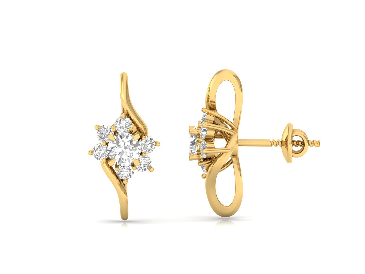 Stylized Floral Diamond Earrings