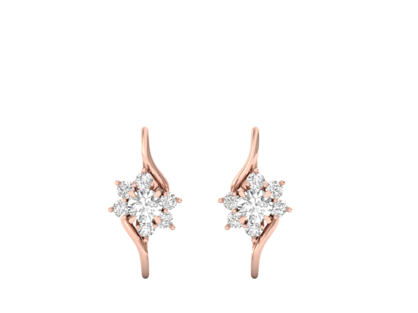 Stylized Floral Diamond Earrings