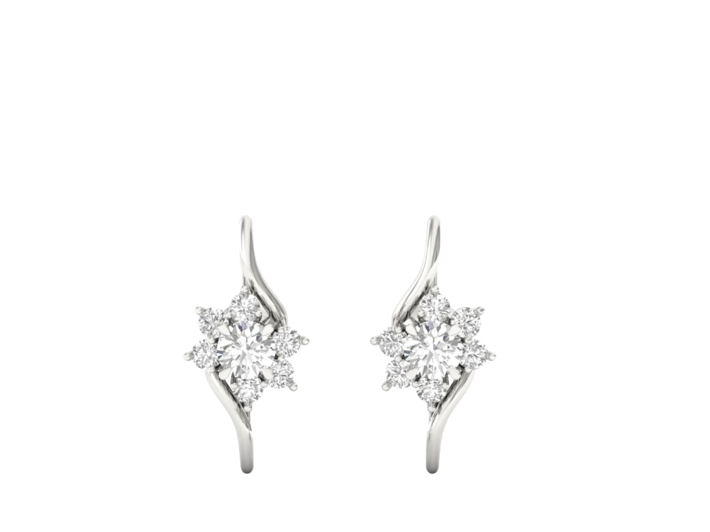 Stylized Floral Diamond Earrings
