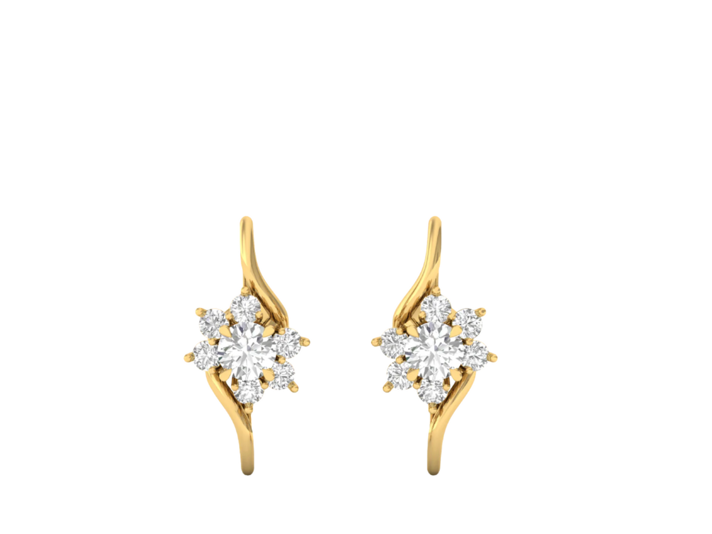 Stylized Floral Diamond Earrings