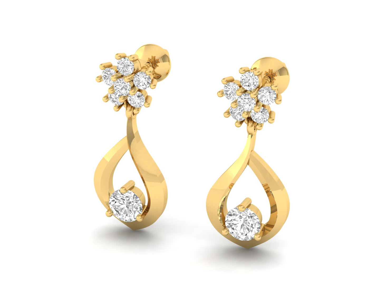 Floral & Teardrop Diamond Drop Earrings
