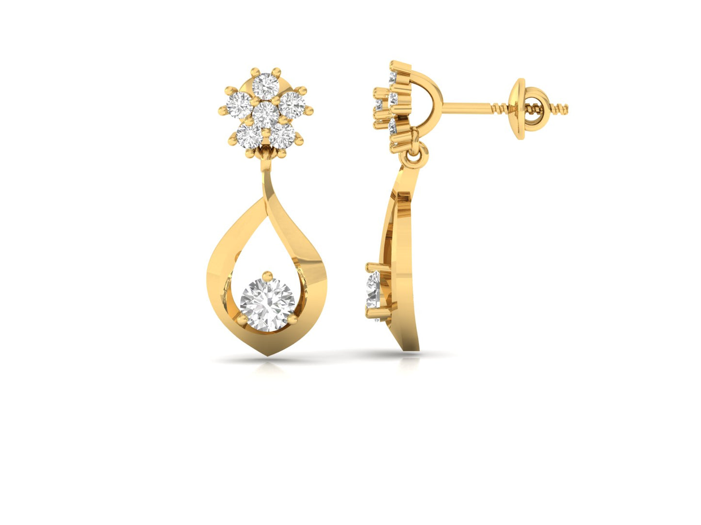 Floral & Teardrop Diamond Drop Earrings
