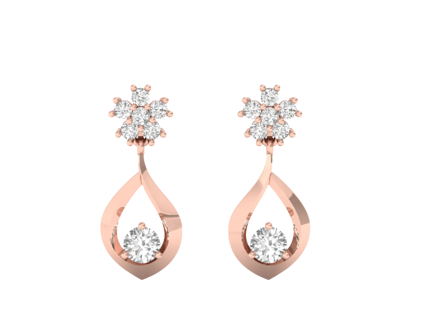 Floral & Teardrop Diamond Drop Earrings