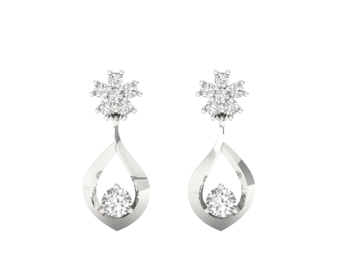 Floral & Teardrop Diamond Drop Earrings