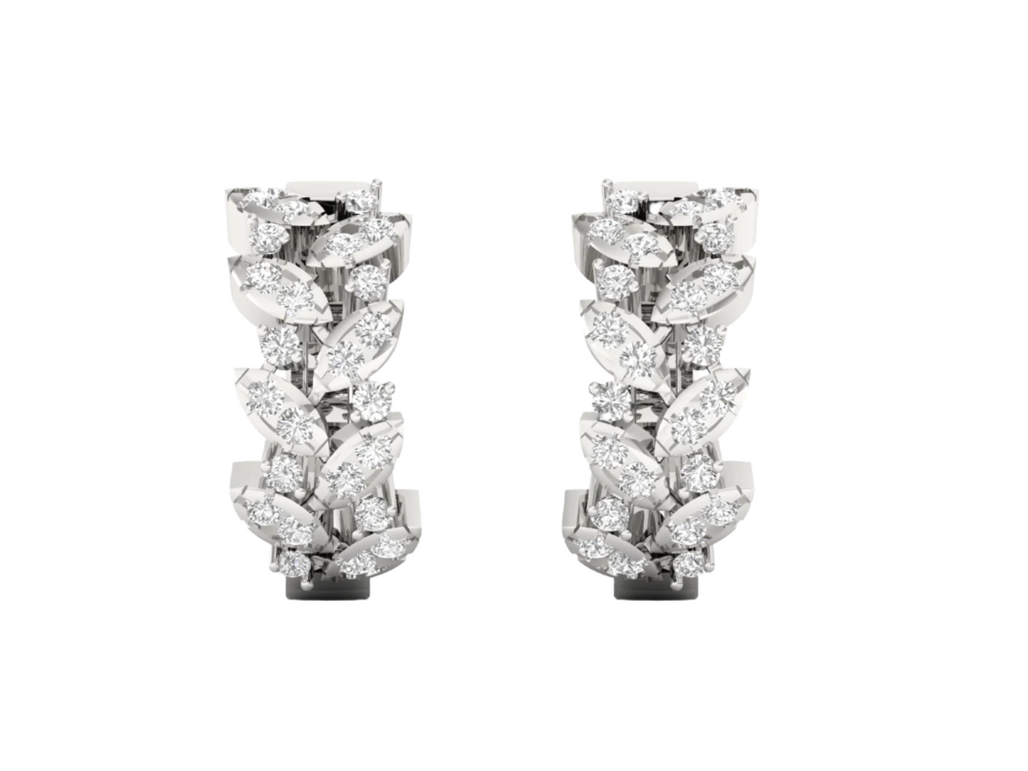 Diamond Leaf Huggie Hoops