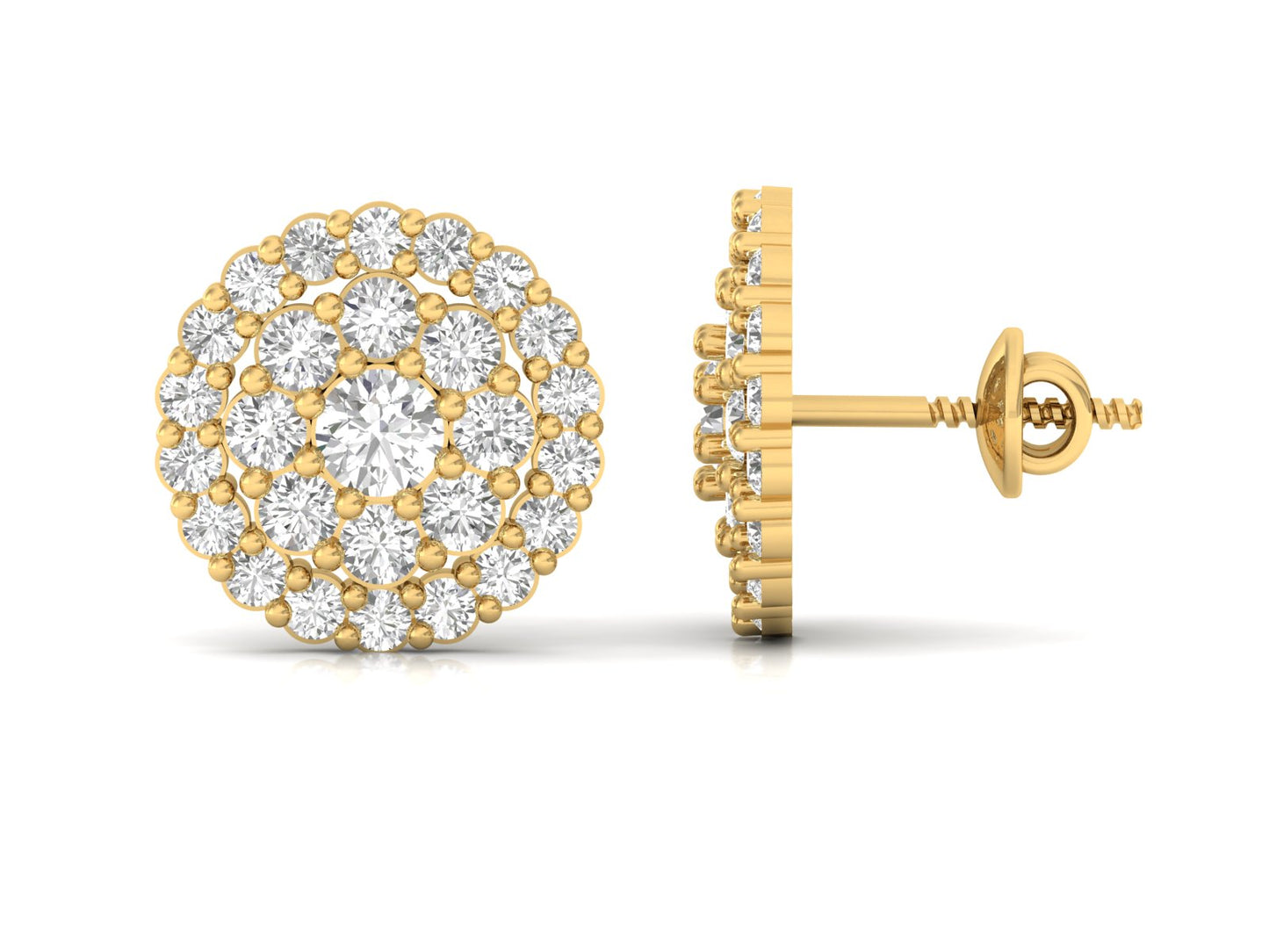 Elegant Diamond Cluster Stud Earrings