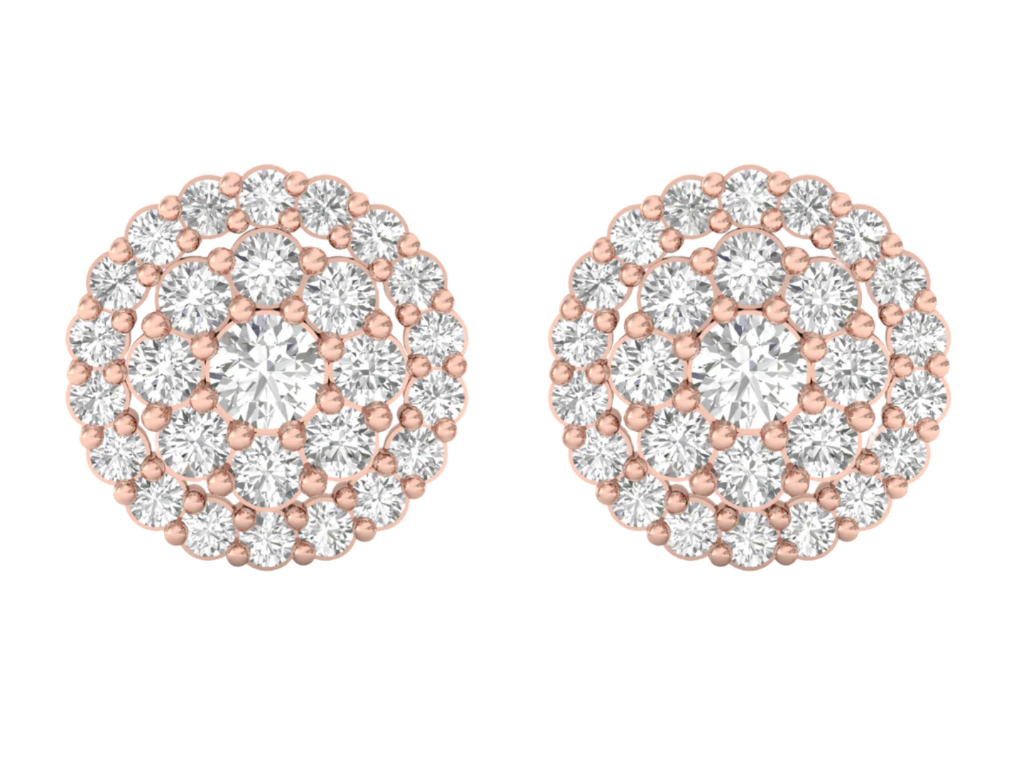 Elegant Diamond Cluster Stud Earrings