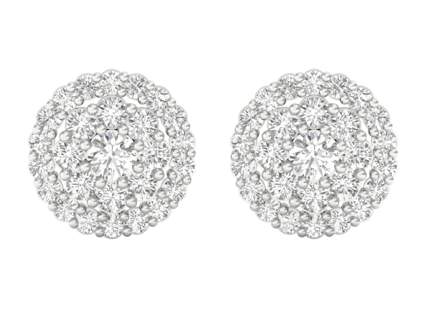 Elegant Diamond Cluster Stud Earrings