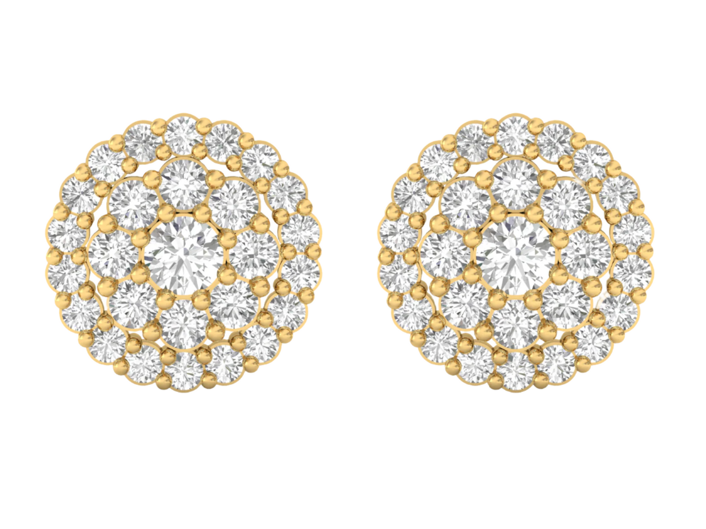 Elegant Diamond Cluster Stud Earrings