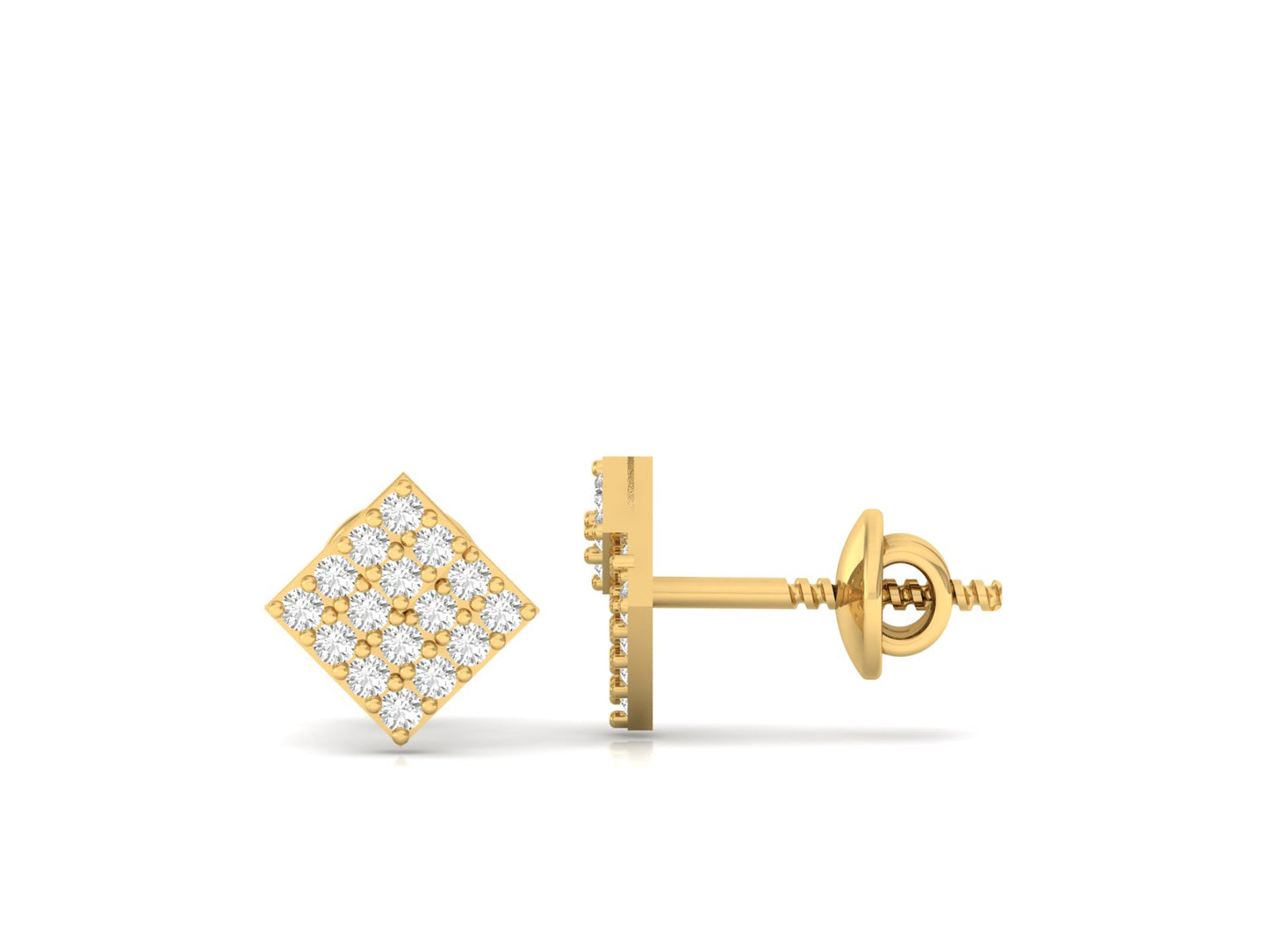 Elegant Diamond Square Stud Earrings