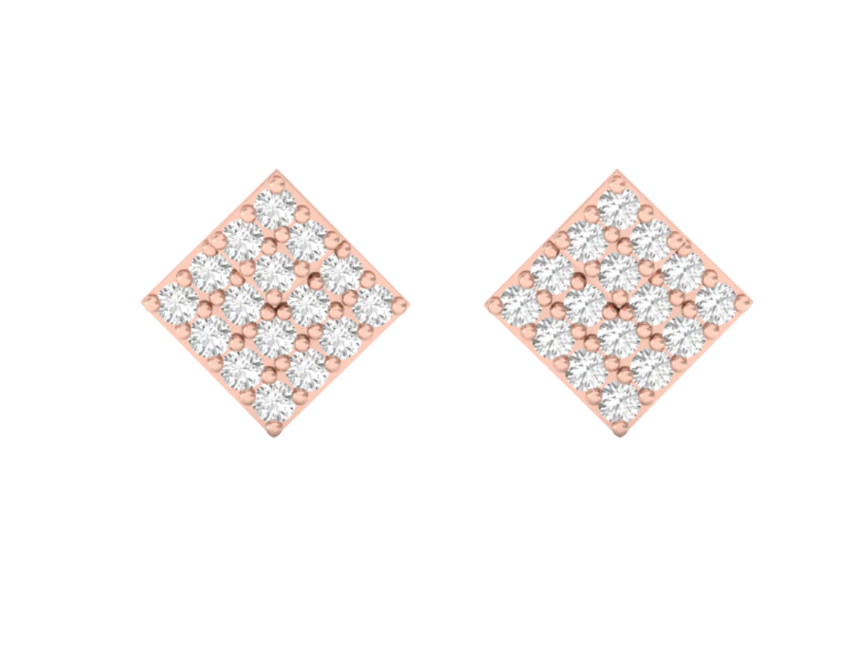 Elegant Diamond Square Stud Earrings