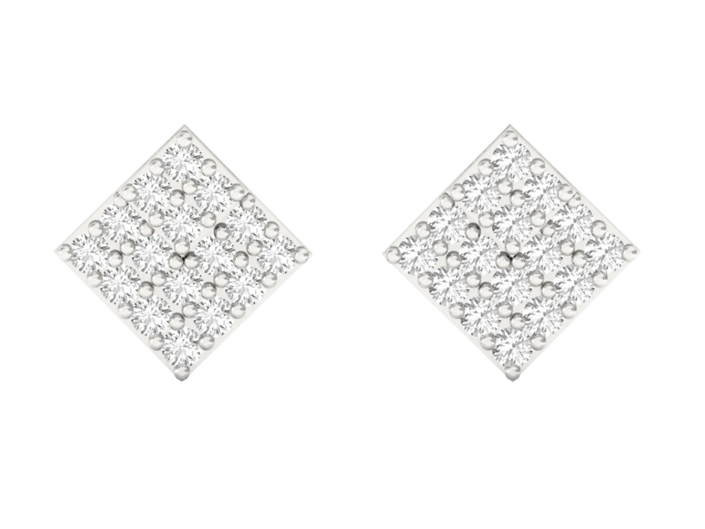 Elegant Diamond Square Stud Earrings