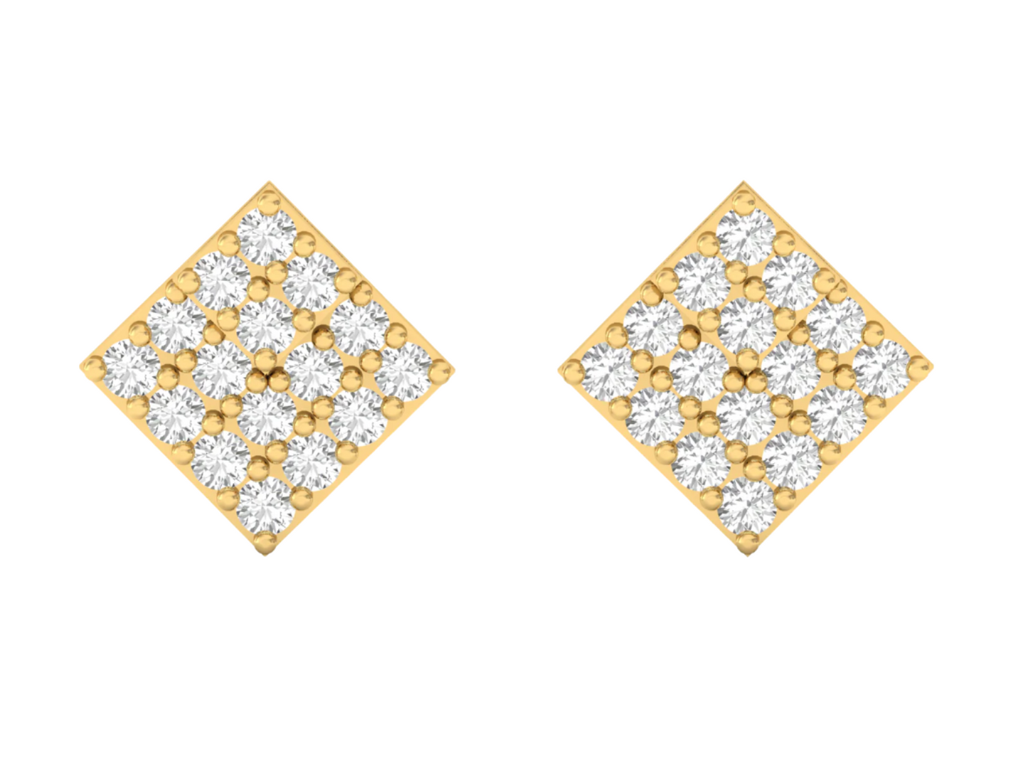 Elegant Diamond Square Stud Earrings