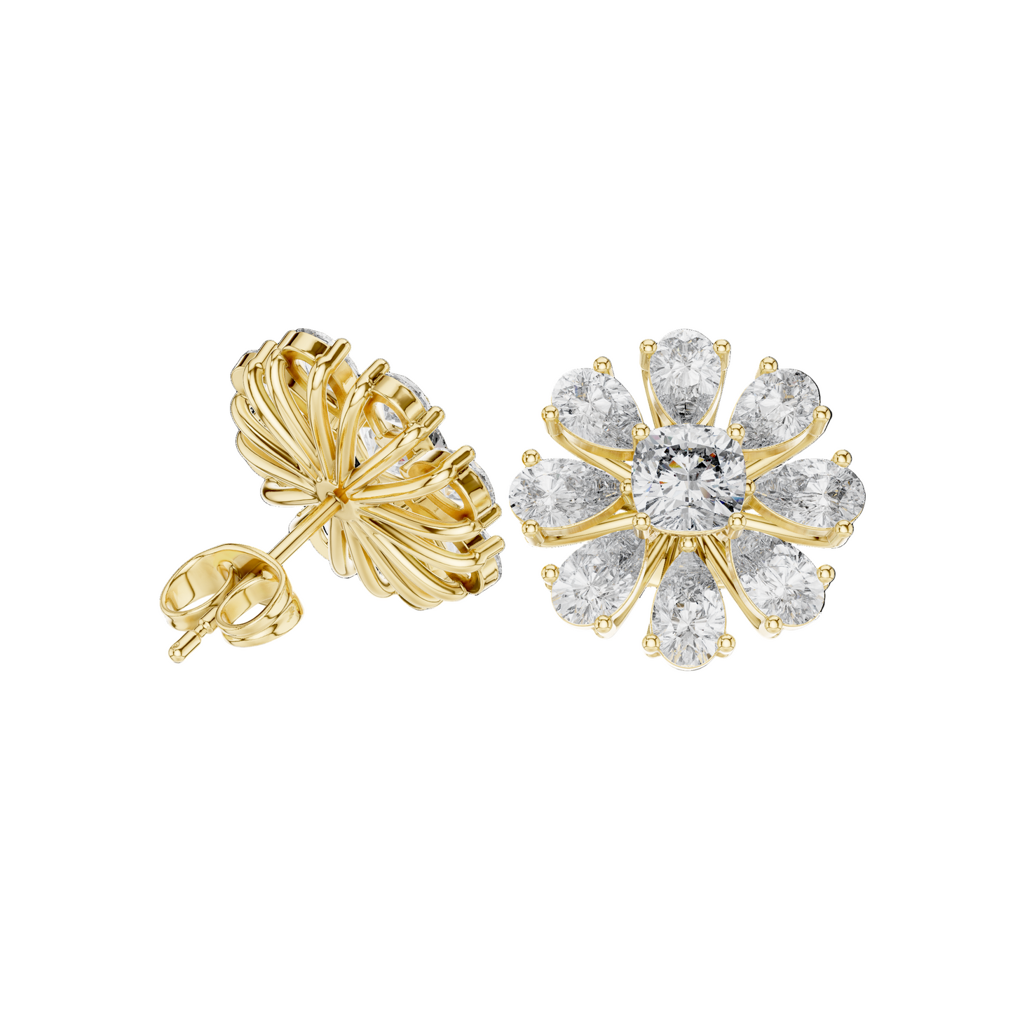 Flora Diamond Cluster Stud Earrings