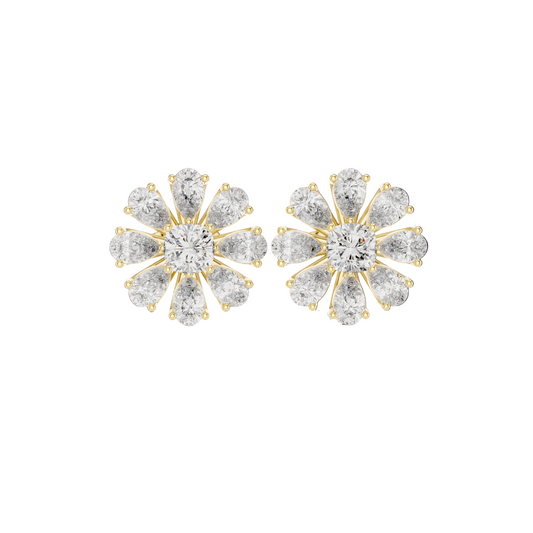Flora Diamond Cluster Stud Earrings