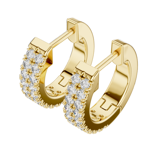 Double Row Brilliant Diamond Hoops