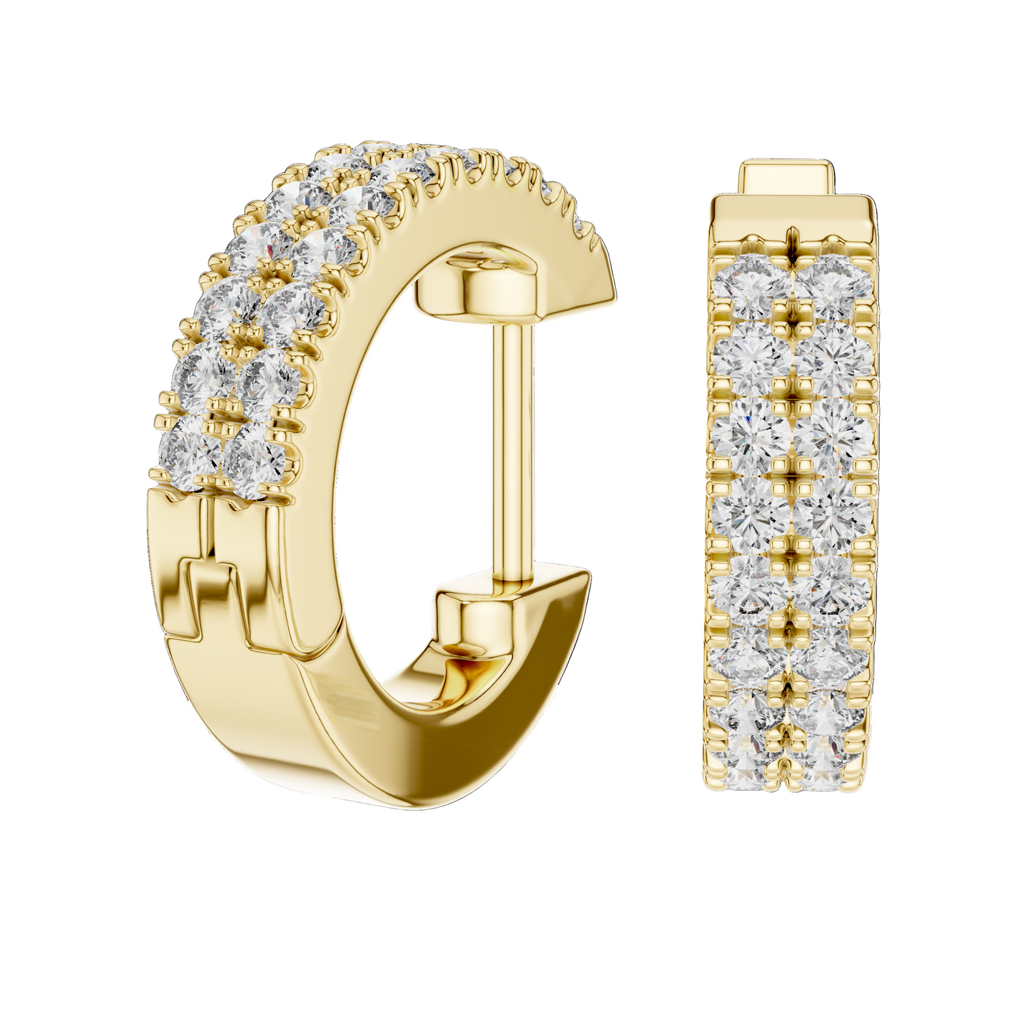 Double Row Brilliant Diamond Hoops